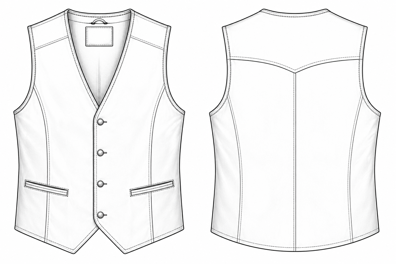 Leather Vest technical sketch