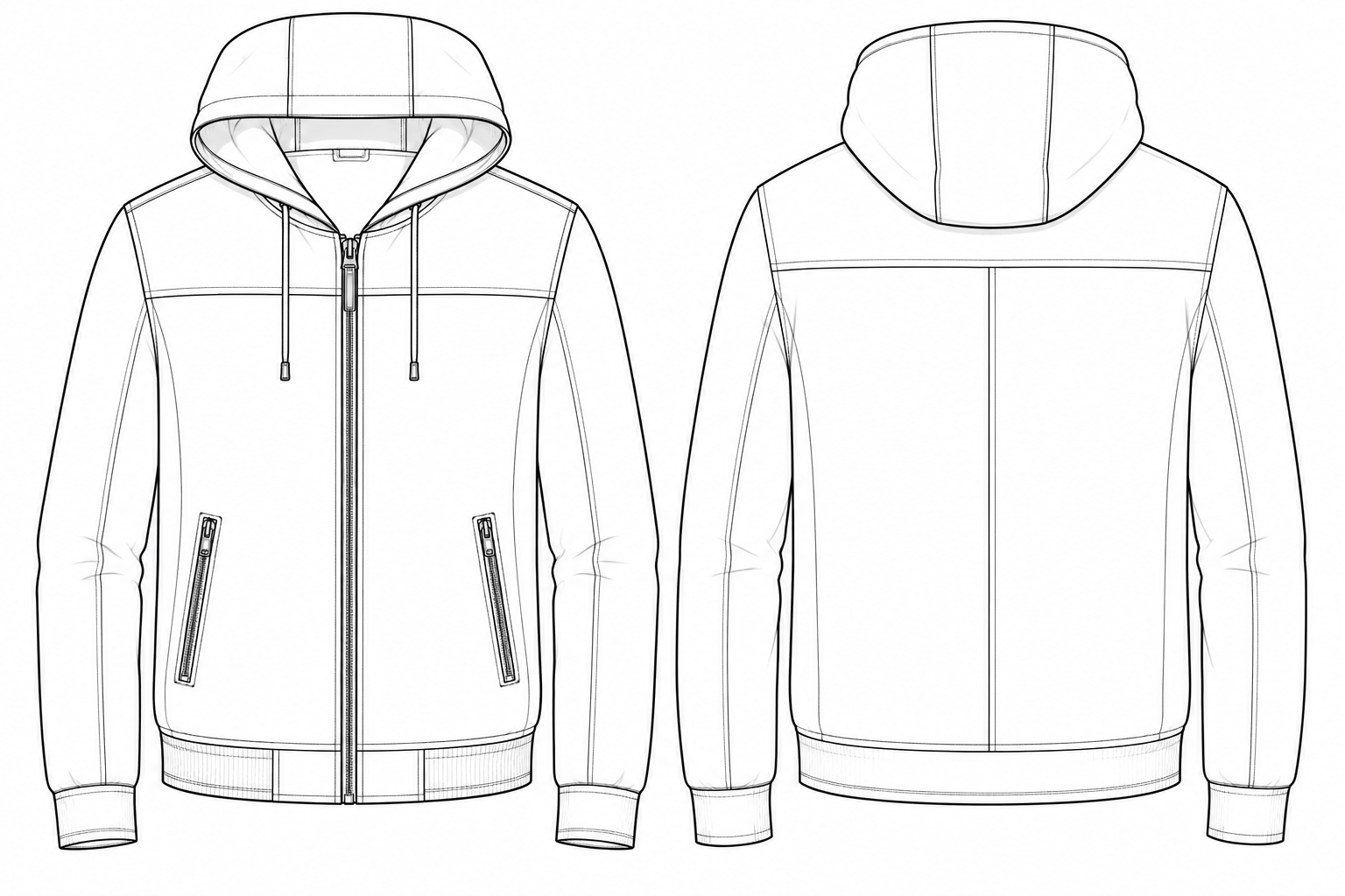 Hooded Leather Jacket technical sketch