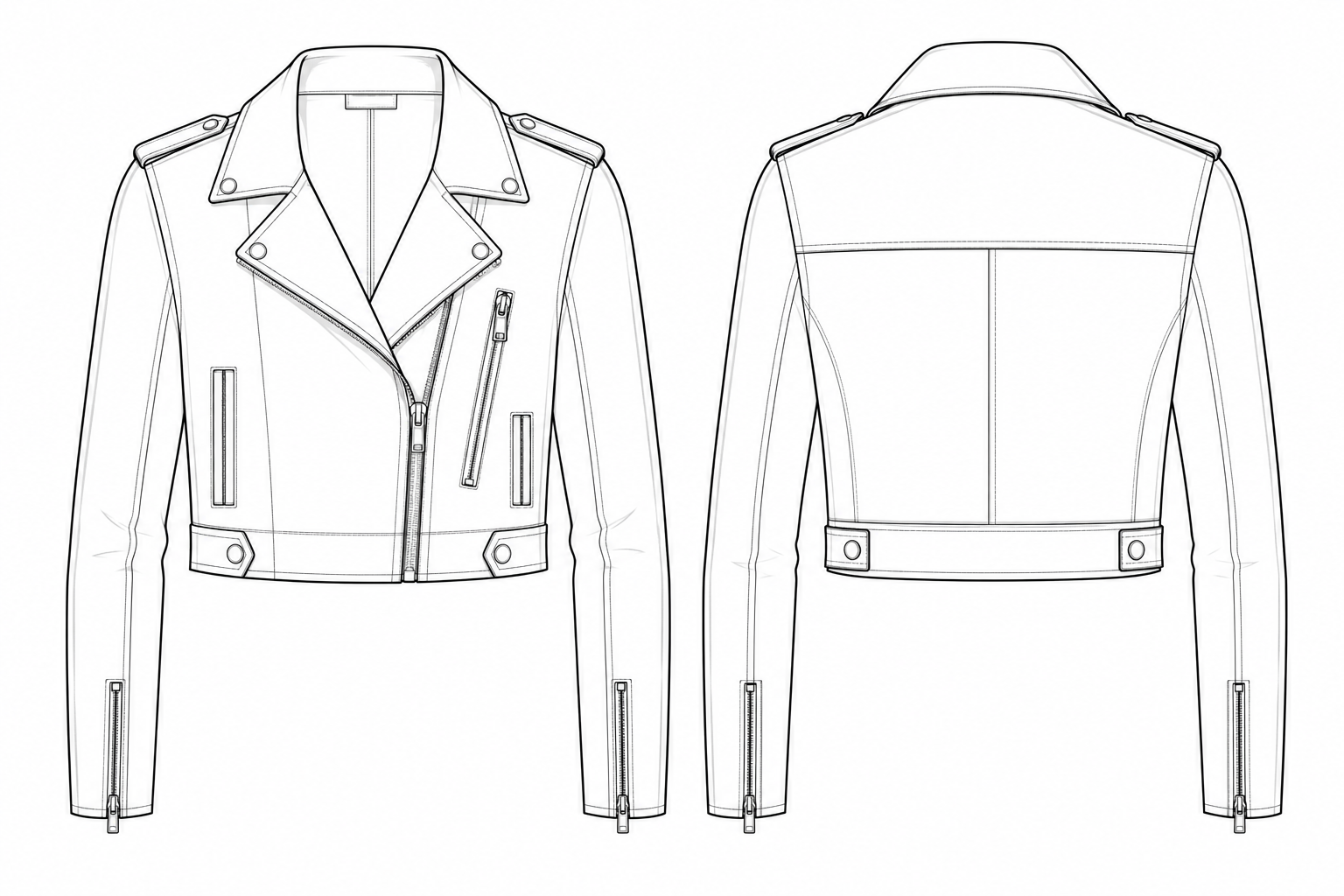 Cropped Leather Jacket technical sketch