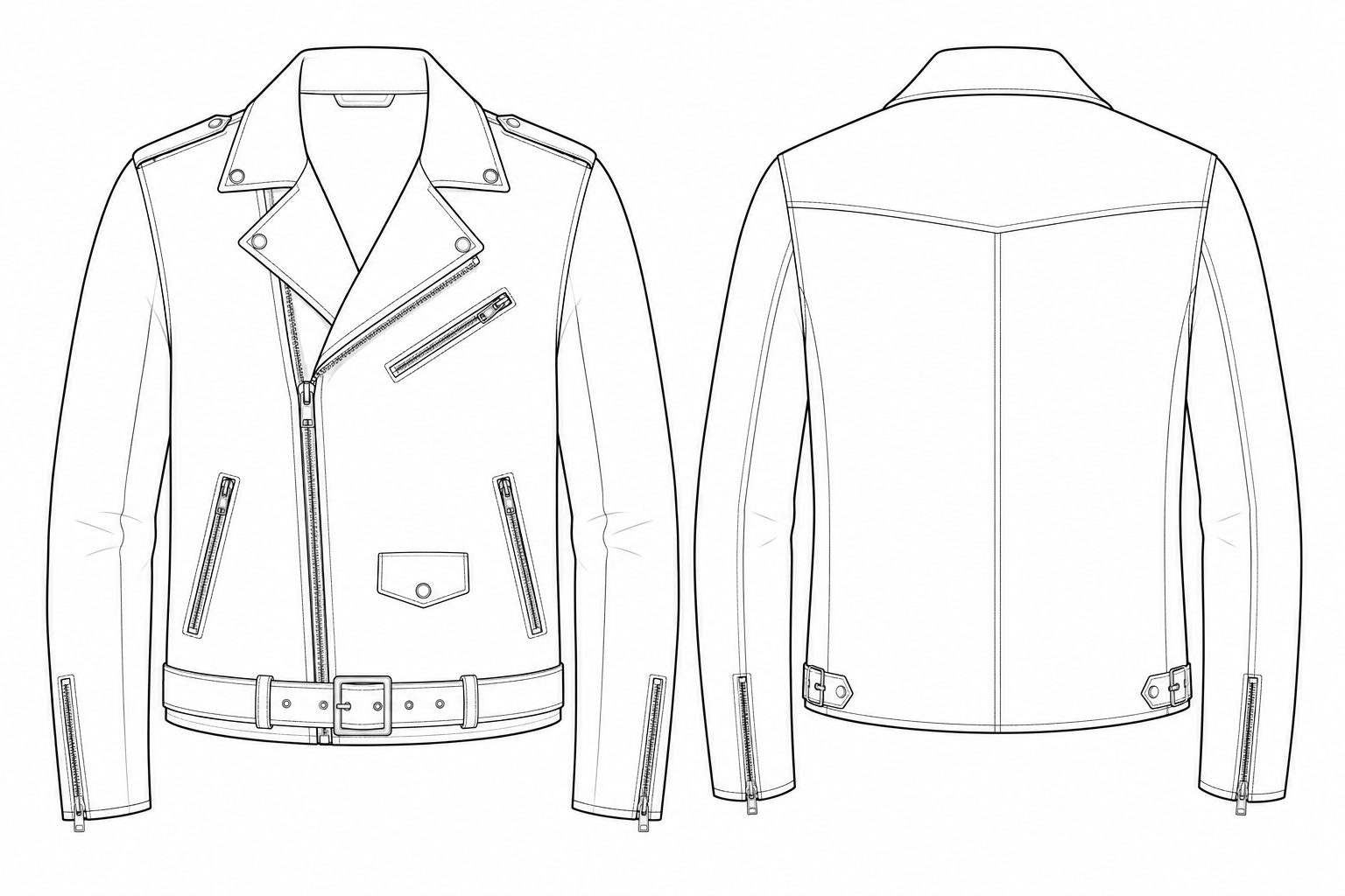 Biker Jacket technical sketch